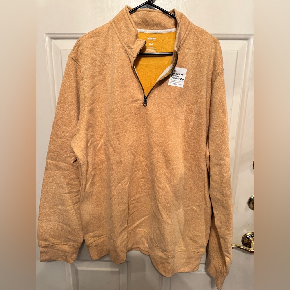 Sonoma Men's Quarter-Zip Pullover Sweater - Camel